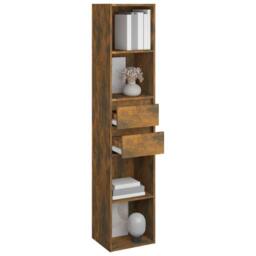 Berkfield Home Book Cabinet Smoked Oak 36x30x171 cm Engineered Wood in Brown - Size: 36 x 30 x 171 cm - thumbnail 6