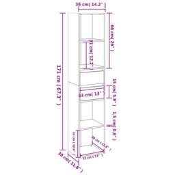 Berkfield Home Book Cabinet Smoked Oak 36x30x171 cm Engineered Wood in Brown - Size: 36 x 30 x 171 cm - thumbnail 7