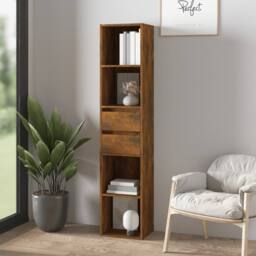 Berkfield Home Book Cabinet Smoked Oak 36x30x171 cm Engineered Wood in Brown - Size: 36 x 30 x 171 cm - thumbnail 2