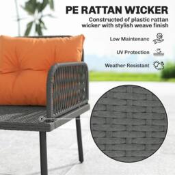 OUTSUNNY Sectional Outdoor Furniture with Glass Top Table, Orange - Size: 240 - thumbnail 5