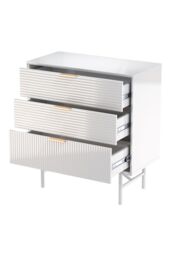 Living and Home 3-Tier Bedroom Striped Storage Cabinet in White - thumbnail 3