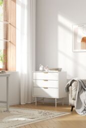 Living and Home 3-Tier Bedroom Striped Storage Cabinet in White - thumbnail 2