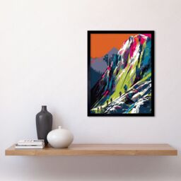 "Artery8 Wall Art Print Hikers on Helvellyn Mountain Ridge Landscape Art Framed in Black - Size: W12"" x H16""" - thumbnail 2
