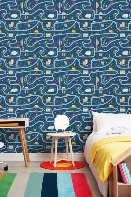 Hoopla Walls Road Trip 10m Matt Wallpaper in Blue - image 1