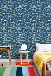 Hoopla Walls Road Trip 10m Matt Wallpaper in Blue - thumbnail 1