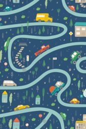 Hoopla Walls Road Trip 10m Matt Wallpaper in Blue - thumbnail 2