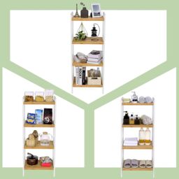 SONGMICS 4 Tier Bamboo Storage Rack for Bathroom Kitchen or Bedroom in White - thumbnail 5