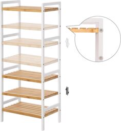 SONGMICS 4 Tier Bamboo Storage Rack for Bathroom Kitchen or Bedroom in White - thumbnail 6