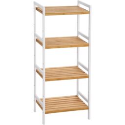 SONGMICS 4 Tier Bamboo Storage Rack for Bathroom Kitchen or Bedroom in White - thumbnail 7