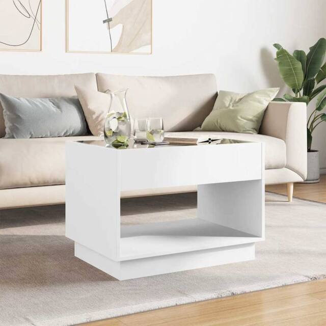 Berkfield Home Decorative Coffee Table with Infinity LED White 70x50x50 cm - Size: 70 x 50 x 50 cm - image 1