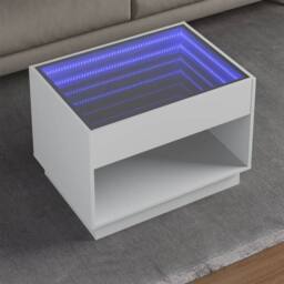 Berkfield Home Decorative Coffee Table with Infinity LED White 70x50x50 cm - Size: 70 x 50 x 50 cm - thumbnail 2