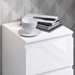 VOGREX White Gloss Handleless 2 Drawer Nightstand - thumbnail 3