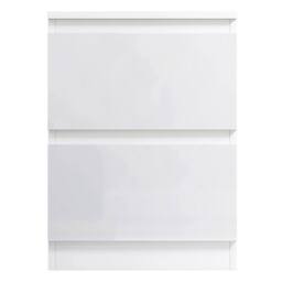 VOGREX White Gloss Handleless 2 Drawer Nightstand - thumbnail 2