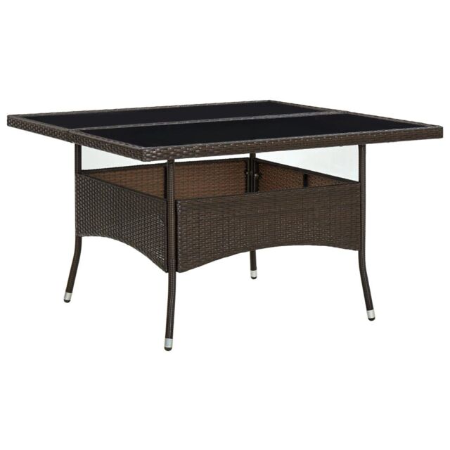 Berkfield Home Outdoor Dining Table Brown Poly Rattan & Glass - image 1
