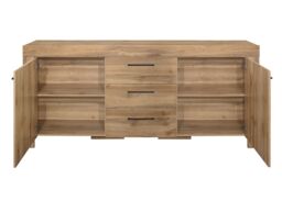 Birlea Oak Sideboard New 3 Drawer 2 Door Compton Storage Cabinet in Brown - thumbnail 4
