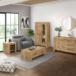 Birlea Oak Sideboard New 3 Drawer 2 Door Compton Storage Cabinet in Brown - thumbnail 2