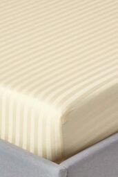 Homescapes Egyptian Cotton Satin Stripe Fitted Sheet 12 inch 330 Thread Count in Yellow - Size: Single Fitted