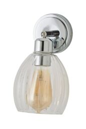 ValueLights Cheltenham Ribbed Glass Dome Adjustable Spotlight Wall Light in Metallic Silver - thumbnail 6