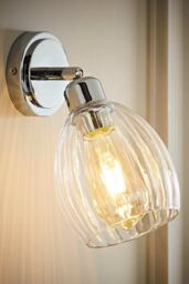 ValueLights Cheltenham Ribbed Glass Dome Adjustable Spotlight Wall Light in Metallic Silver - thumbnail 1