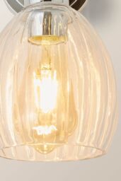 ValueLights Cheltenham Ribbed Glass Dome Adjustable Spotlight Wall Light in Metallic Silver - thumbnail 4