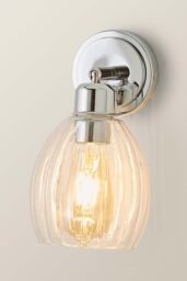 ValueLights Cheltenham Ribbed Glass Dome Adjustable Spotlight Wall Light in Metallic Silver - thumbnail 3