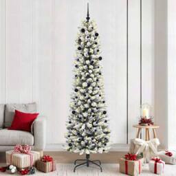 Berkfield Home Stunning Artificial Christmas Tree with 300 LEDs Green & white - thumbnail 2