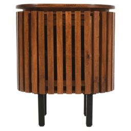 Indian Hub Slatted Bedside Table - Mango Wood - L35 x W50 x H58 cm in Brown - thumbnail 2