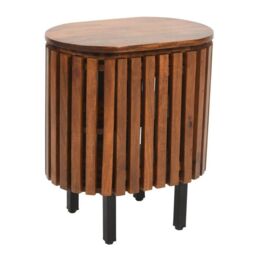 Indian Hub Slatted Bedside Table - Mango Wood - L35 x W50 x H58 cm in Brown - thumbnail 3
