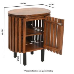 Indian Hub Slatted Bedside Table - Mango Wood - L35 x W50 x H58 cm in Brown - thumbnail 5