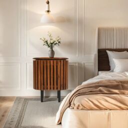 Indian Hub Slatted Bedside Table - Mango Wood - L35 x W50 x H58 cm in Brown - thumbnail 4