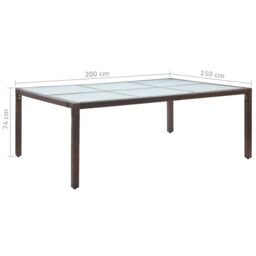 Berkfield Home Outdoor Dining Table Brown 200x150x74 cm Poly Rattan - Size: 200 x 150 x 74 cm - thumbnail 5