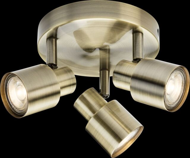 Netlighting GU10 Triple Spotlight Antique Brass 230V IP20 50W in Yellow - image 1