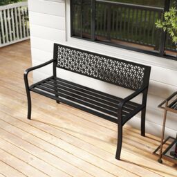 Costway Outdoor 2-3-Person Patio Bench 127CM Garden Bench in Black - thumbnail 6