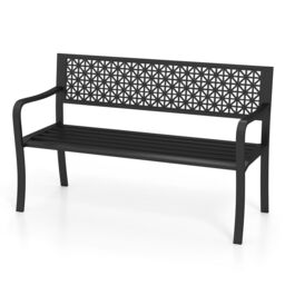 Costway Outdoor 2-3-Person Patio Bench 127CM Garden Bench in Black - thumbnail 1