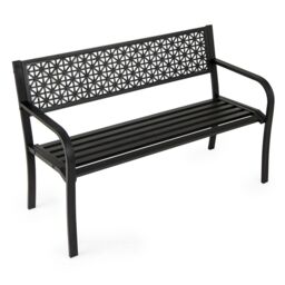 Costway Outdoor 2-3-Person Patio Bench 127CM Garden Bench in Black - thumbnail 2