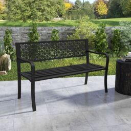 Costway Outdoor 2-3-Person Patio Bench 127CM Garden Bench in Black - thumbnail 4