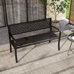 Costway Outdoor 2-3-Person Patio Bench 127CM Garden Bench in Black - thumbnail 5
