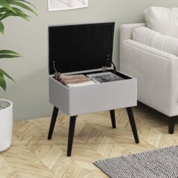 Costway Upholstered Ottoman w/ Storage Rectangular Velvet Flip Top Vanity Foot Stool in Grey - thumbnail 4