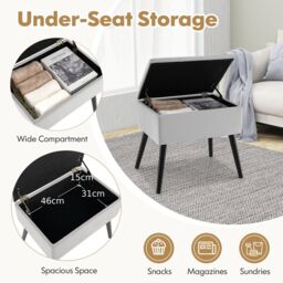 Costway Upholstered Ottoman w/ Storage Rectangular Velvet Flip Top Vanity Foot Stool in Grey - thumbnail 6