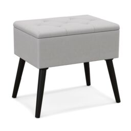 Costway Upholstered Ottoman w/ Storage Rectangular Velvet Flip Top Vanity Foot Stool in Grey - thumbnail 1