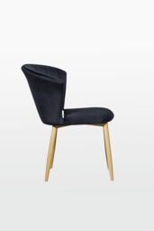 Life Interiors Single Elsa Velvet Dining Chair with Wooden Legs, Curved Back & Comfortable Seating in Black - thumbnail 3