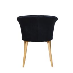 Life Interiors Single Elsa Velvet Dining Chair with Wooden Legs, Curved Back & Comfortable Seating in Black - thumbnail 5