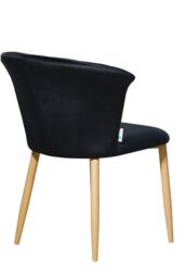 Life Interiors Single Elsa Velvet Dining Chair with Wooden Legs, Curved Back & Comfortable Seating in Black - thumbnail 4
