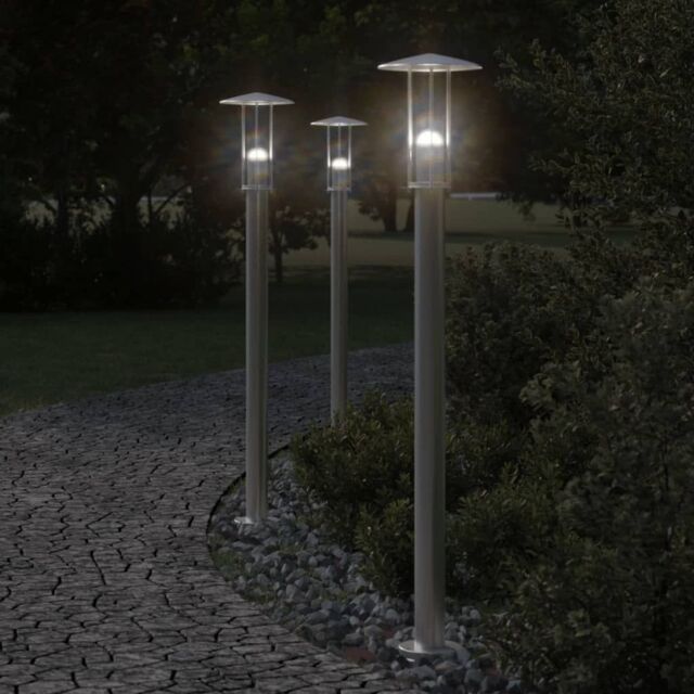Berkfield Home Outdoor Floor Lamps 3pcs Silver 100 cm Stainless Steel - image 1