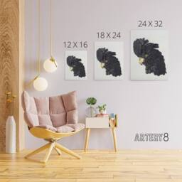 "Artery8 Head of a Black Cockatoo Watercolour Schouman Canvas Wall Art Print in White - Size: W12"" x H16""" - thumbnail 4