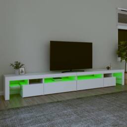 Berkfield Home TV Cabinet with LED Lights White 290x36.5x40 cm - thumbnail 4