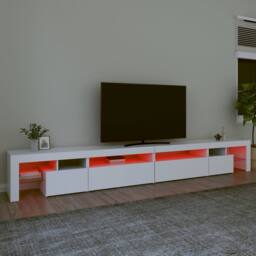 Berkfield Home TV Cabinet with LED Lights White 290x36.5x40 cm - thumbnail 5