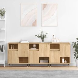 Berkfield Home Sideboards 3 pcs Sonoma Oak Engineered Wood in Brown - thumbnail 1