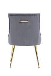 Life Interiors Set of 2 Viviana Velvet Dining Chairs with Gold Legs & Ring Handle in Grey - thumbnail 5