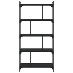 Berkfield Home Bookcase 5-Tier Black 76x32x158 cm Engineered Wood - Size: 76 x 32 x 158 cm - thumbnail 4